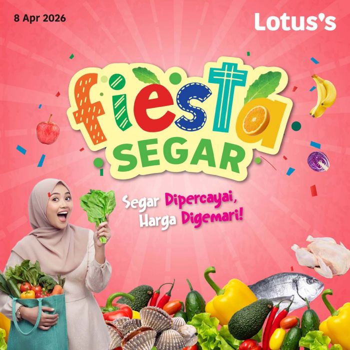 Lotus's Promotion: Fiesta Segar - Buy 1 Free 1 on Fresh Produce | 8-14 Apr 2026 Lotus's Promotion: Fiesta Segar - Buy 1 Free 1 on Fresh Produce | 8-14 Apr 2026