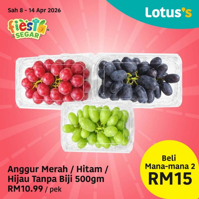 Lotus's Promotion: Fiesta Segar - Buy 1 Free 1 on Fresh Produce | 8-14 Apr 2026 Lotus's Promotion: Fiesta Segar - Buy 1 Free 1 on Fresh Produce | 8-14 Apr 2026