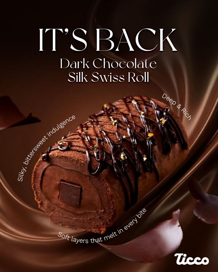 Ticco Menu: Dark Chocolate Silk Swiss Roll is Back - Available Now! Ticco Menu: Dark Chocolate Silk Swiss Roll is Back - Available Now!