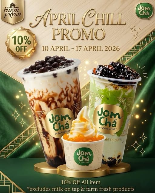 Jom Cha Promotion: April Chill Promo - 10% OFF All Items | 10 April - 17 April 2026 Jom Cha Promotion: April Chill Promo - 10% OFF All Items | 10 April - 17 April 2026