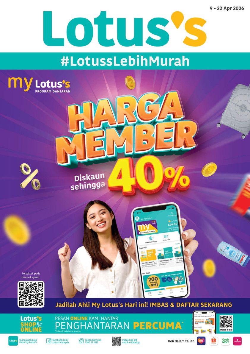 Lotus's Promotion: Harga Member - Up to 40% OFF & 70% OFF Luggage | 9-22 April 2026 Lotus's Promotion: Harga Member - Up to 40% OFF & 70% OFF Luggage | 9-22 April 2026