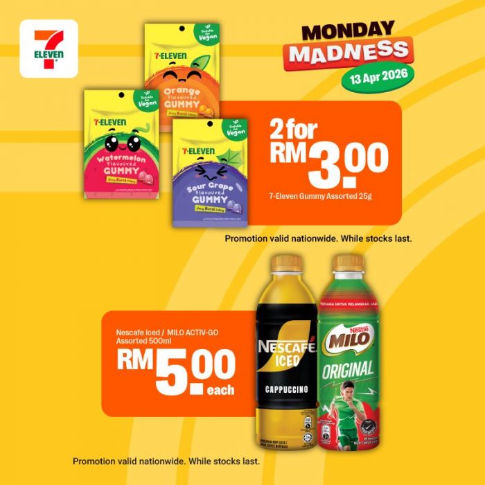 最新 7-Eleven 促销 (2026年4月13日):Monday Madness | 买3送1咖喱角 & RM2咖啡