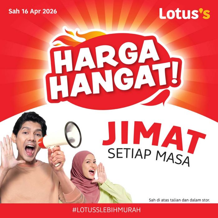 Lotus's Promotion: Harga Hangat! - Essential Groceries from RM2.79 | 16 - 29 April 2026 Lotus's Promotion: Harga Hangat! - Essential Groceries from RM2.79 | 16 - 29 April 2026