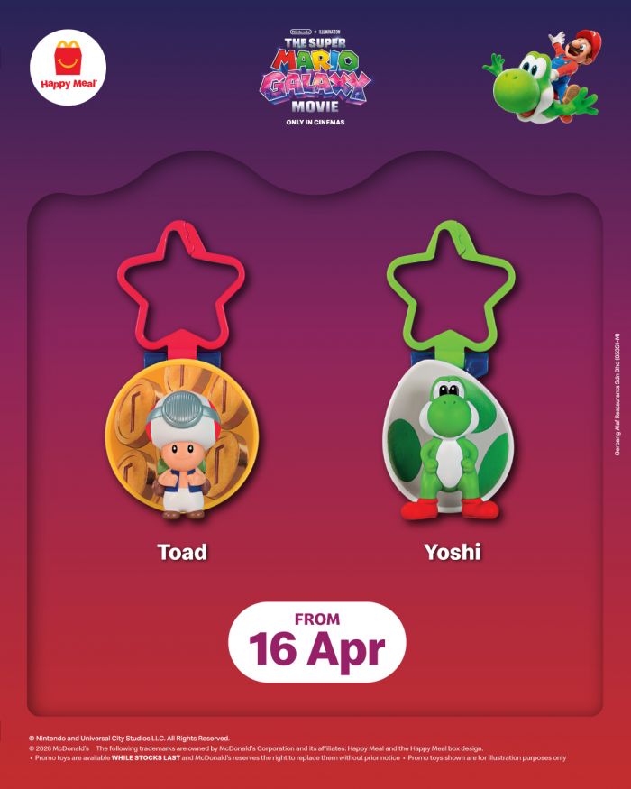 McDonald's Happy Meal Toys: Super Mario - FREE Toad & Yoshi Clips | 16 - 22 Apr 2026 McDonald's Happy Meal Toys: Super Mario - FREE Toad & Yoshi Clips | 16 - 22 Apr 2026