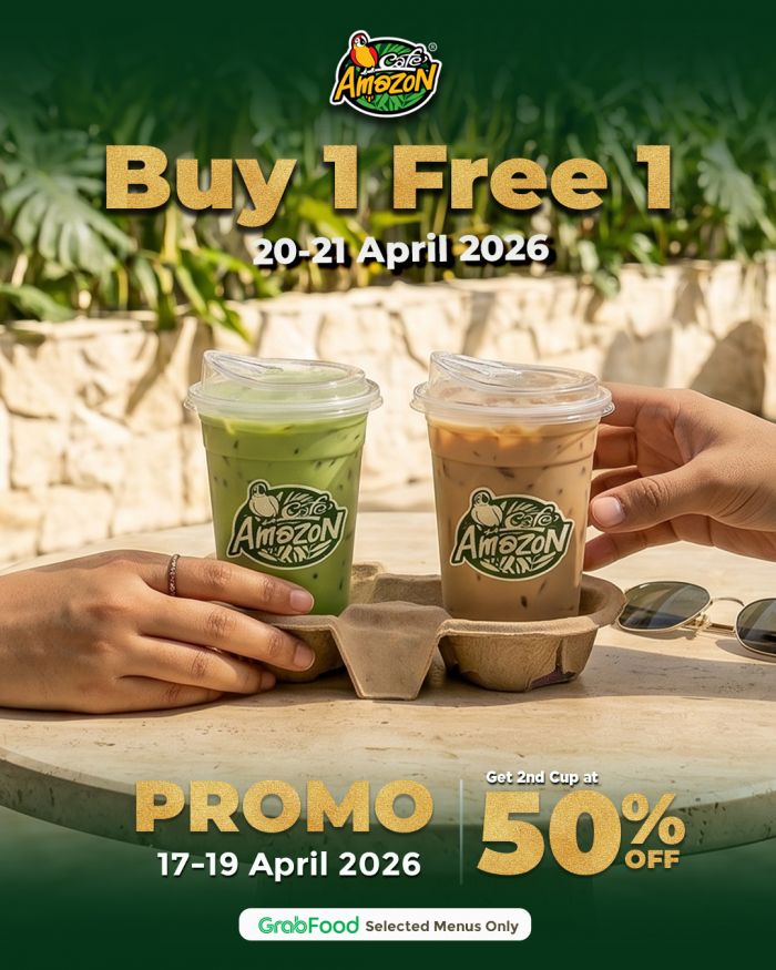 Cafe Amazon GrabFood Promotion: Weekend Deals - Buy 1 Free 1 | 17 - 21 April 2026 Cafe Amazon GrabFood Promotion: Weekend Deals - Buy 1 Free 1 | 17 - 21 April 2026
