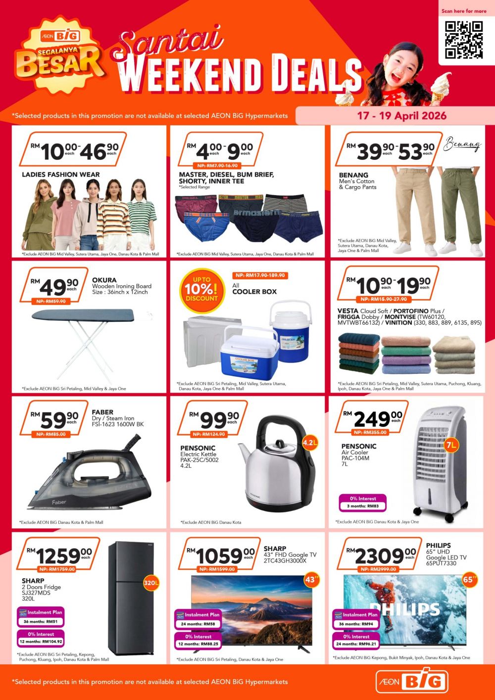 AEON BiG Weekend Promotion: Santai Weekend Deals - Sharp 43" TV @ RM1059 | 17-19 Apr 2026 AEON BiG Weekend Promotion: Santai Weekend Deals - Sharp 43" TV @ RM1059 | 17-19 Apr 2026