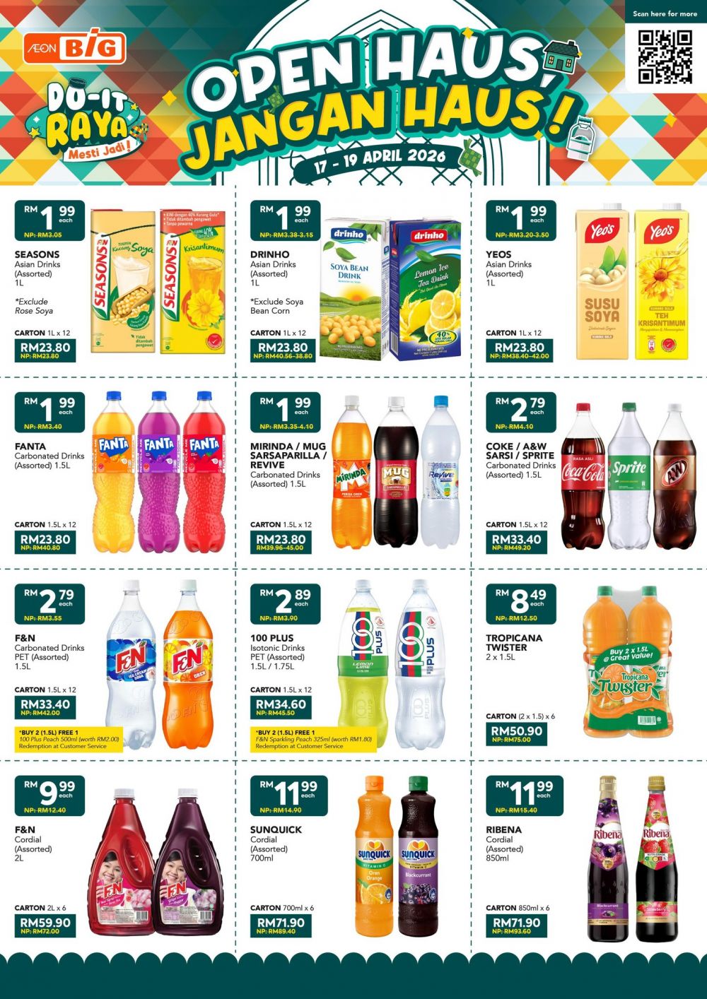 AEON BiG Promotion: Open Haus, Jangan Haus! - Drinks from RM1.99 & Buy 2 Free 1 | 17-19 April 2026 AEON BiG Promotion: Open Haus, Jangan Haus! - Drinks from RM1.99 & Buy 2 Free 1 | 17-19 April 2026