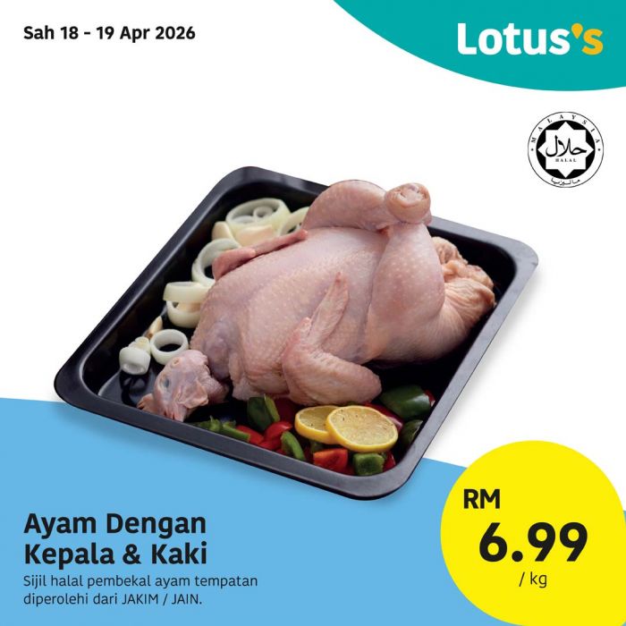 最新 Lotus's 促销 (2026年4月18日至29日):Murah Betul | 鲜鸡每公斤RM6.99
