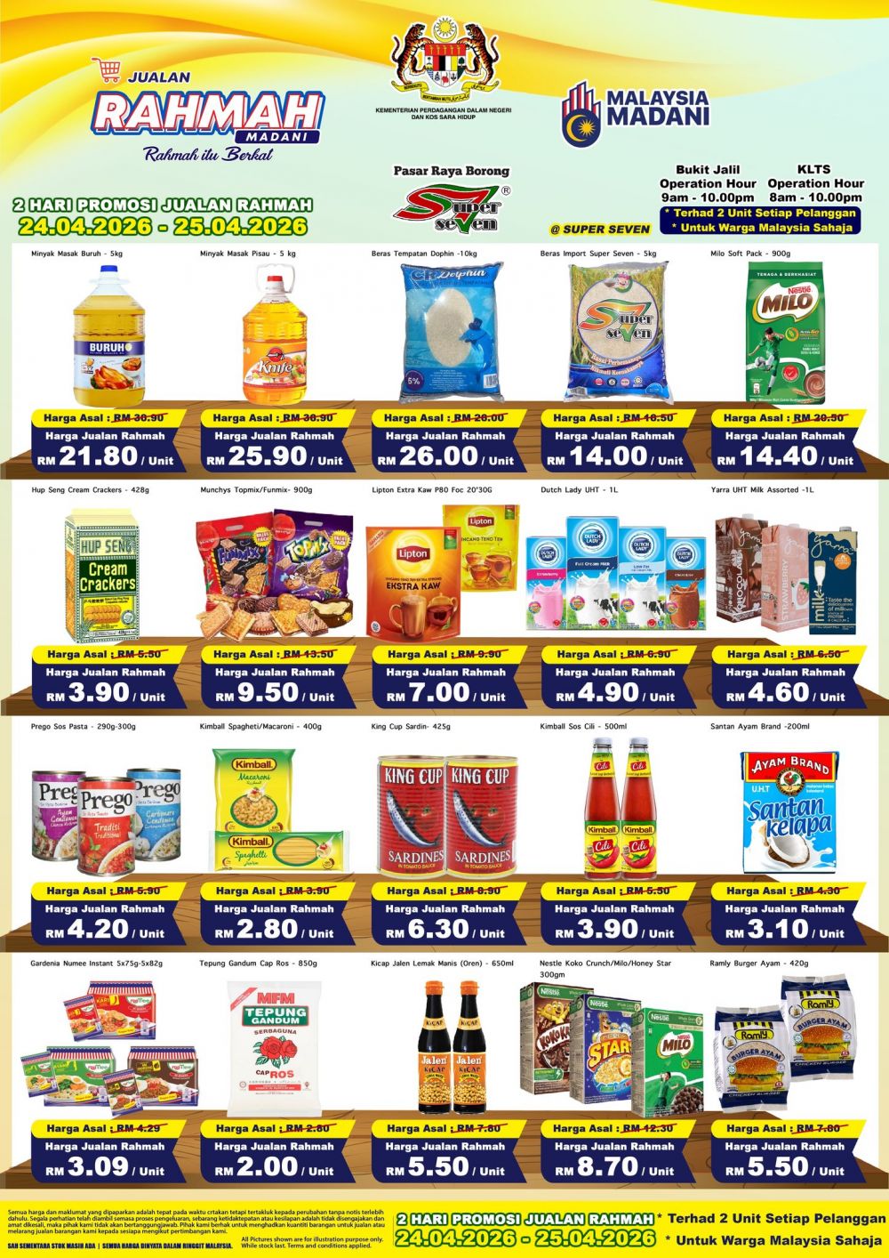 Super Seven Jualan Rahmah Promotion: 2-Day Madani Sale - Huge Grocery Discounts | 24-25 Apr 2026 Super Seven Jualan Rahmah Promotion: 2-Day Madani Sale - Huge Grocery Discounts | 24-25 Apr 2026
