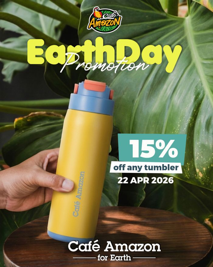 Cafe Amazon Earth Day Promotion: 15% OFF Any Tumbler | 22 April 2026 Cafe Amazon Earth Day Promotion: 15% OFF Any Tumbler | 22 April 2026