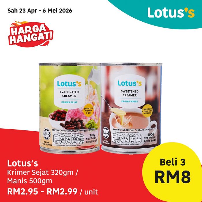 最新 Lotus's 促销 (至2026年5月6日):Harga Hangat Deals | 杂货超值特价低至RM1.95