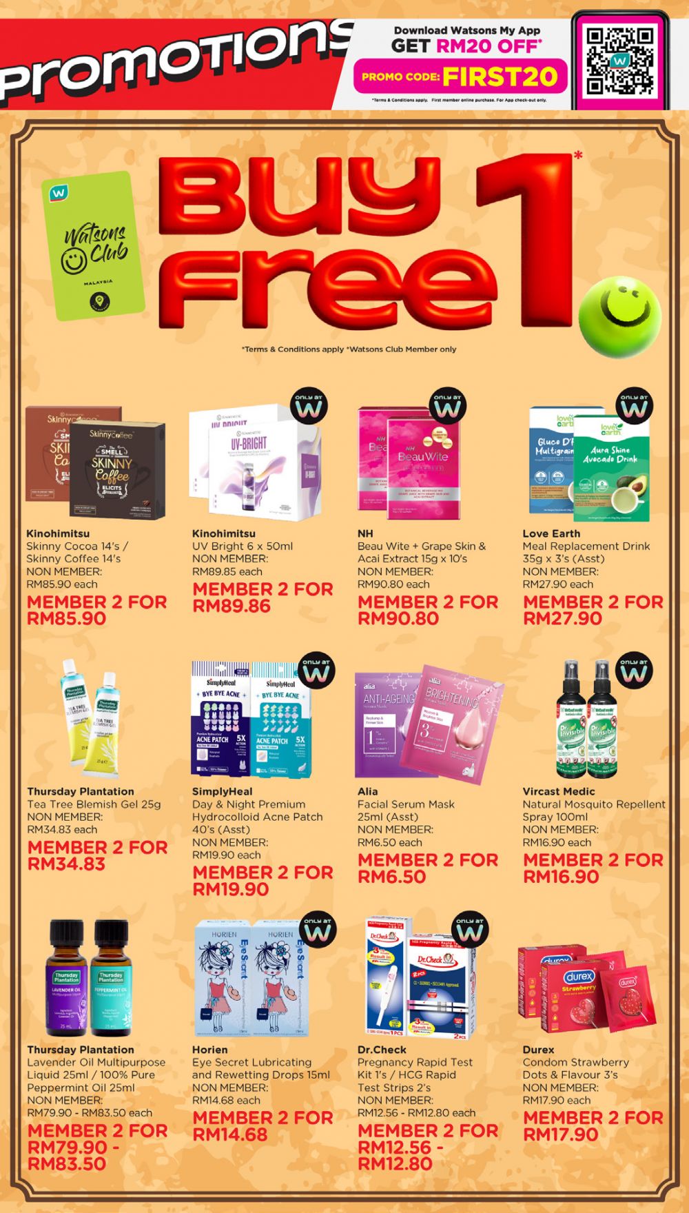 最新 Watsons 促销 (至 2026年5月27日):买一送一大促销 | 附RM20折扣码与完整目录
