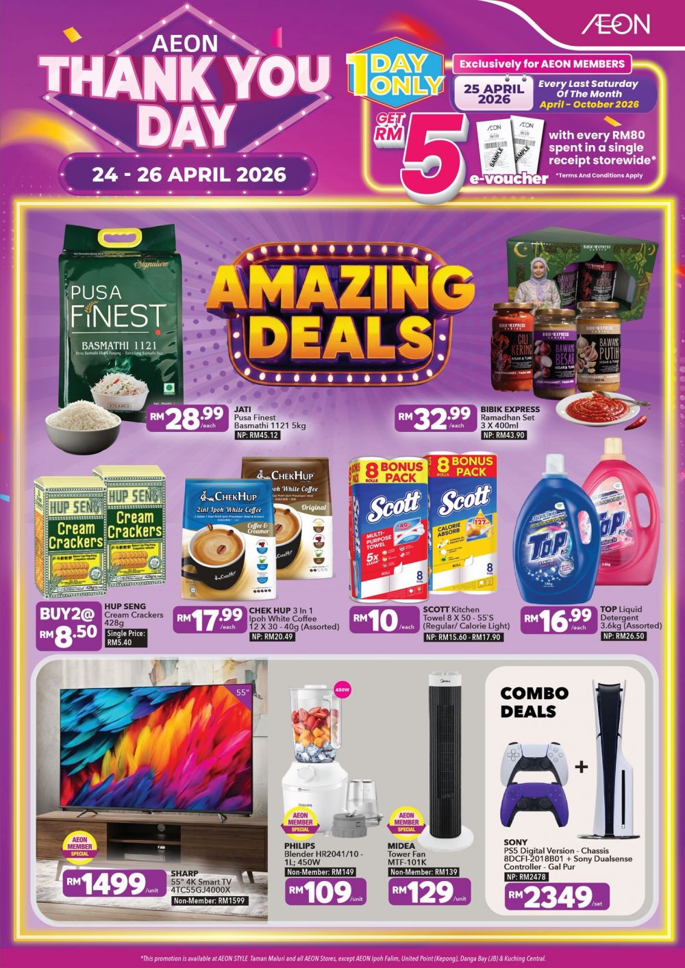 AEON Thank You Day Sale: Free RM5 e-Voucher & PS5 Combo RM2349 | 24 - 26 April 2026 AEON Thank You Day Sale: Free RM5 e-Voucher & PS5 Combo RM2349 | 24 - 26 April 2026