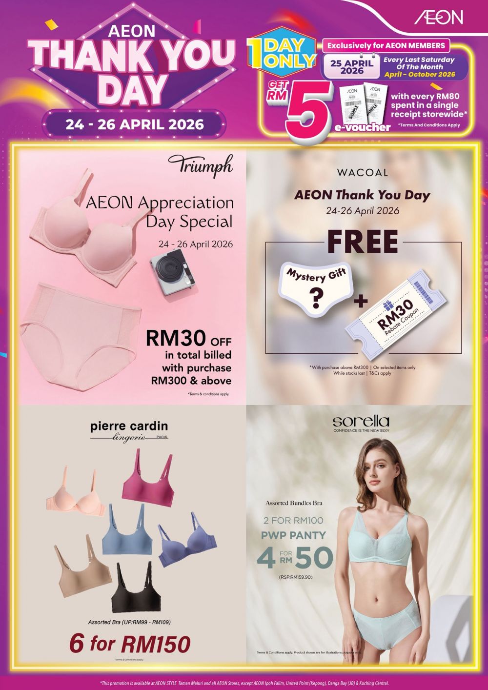 最新 AEON 促销 (24日-26日):Thank You Day Sale | 会员消费送RM5礼券