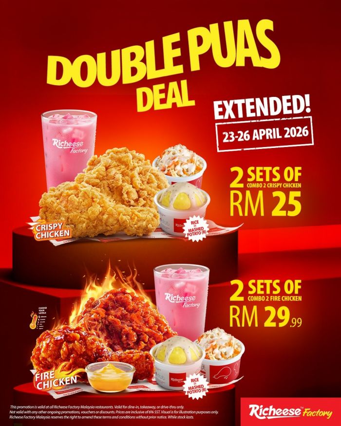 Richeese Factory Promotion: Double Puas Deal Extended - 2 Sets for RM25 | 23-26 Apr 2026 Richeese Factory Promotion: Double Puas Deal Extended - 2 Sets for RM25 | 23-26 Apr 2026