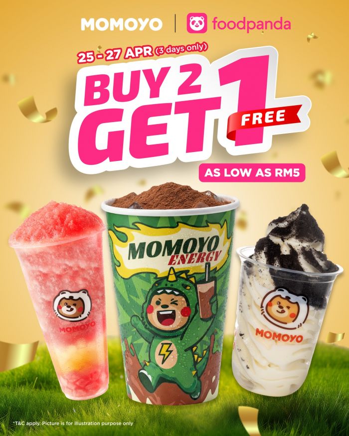 Momoyo FoodPanda Promotion: Buy 2 Get 1 Free - As Low As RM5 | 25-27 Apr 2026 Momoyo FoodPanda Promotion: Buy 2 Get 1 Free - As Low As RM5 | 25-27 Apr 2026