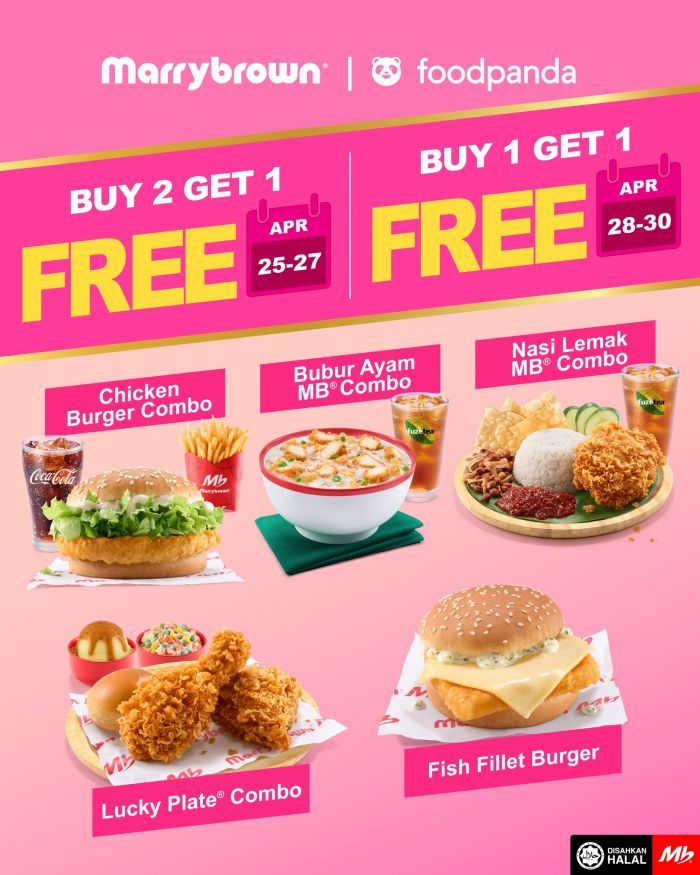 Marrybrown Foodpanda Promotion: Double The Joy - Buy 1 Free 1 & Buy 2 Free 1 | 25 - 30 April 2026 Marrybrown Foodpanda Promotion: Double The Joy - Buy 1 Free 1 & Buy 2 Free 1 | 25 - 30 April 2026