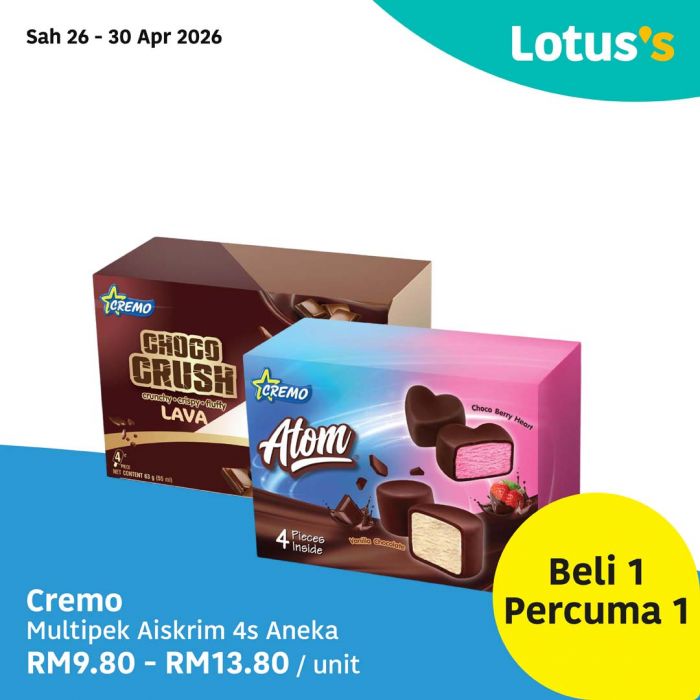 最新 Lotus's 促销 (2026年4月26日起):Janji Semua Sukaaa! | 面包与冰淇淋买一送一