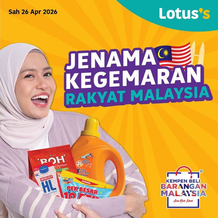 Lotus's Promotion: Kempen Beli Barangan Malaysia - Top Local Brands On Sale | 26 April - 6 May 2026 Lotus's Promotion: Kempen Beli Barangan Malaysia - Top Local Brands On Sale | 26 April - 6 May 2026