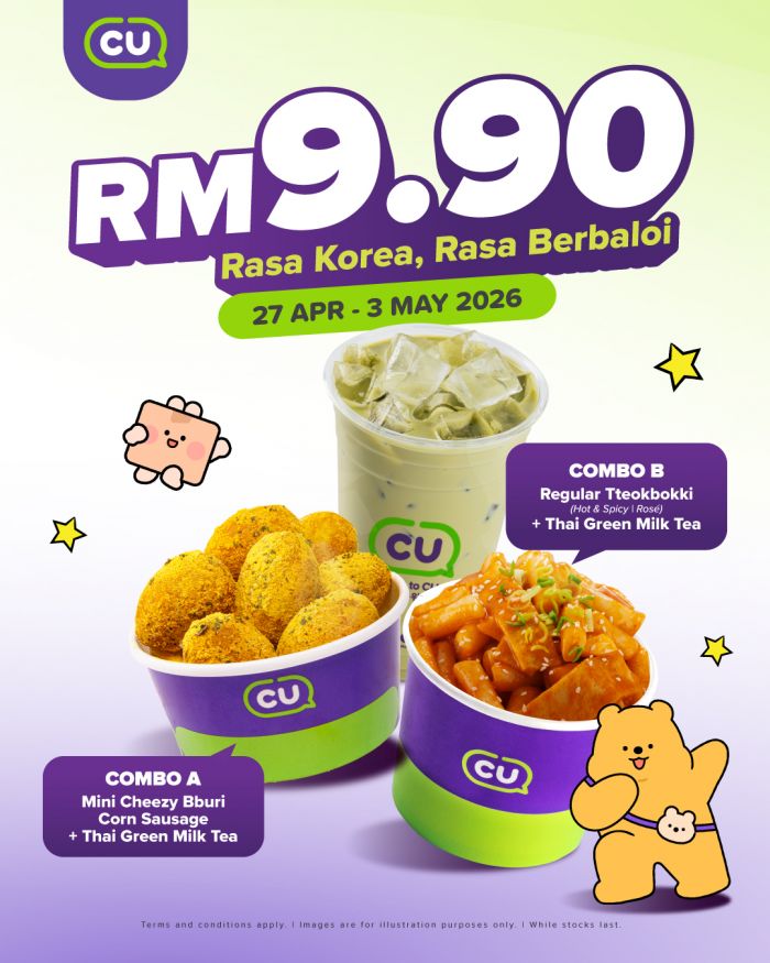 CU Promotion: Rasa Korea, Rasa Berbaloi - RM9.90 Korean Combos | 27 April - 3 May 2026 CU Promotion: Rasa Korea, Rasa Berbaloi - RM9.90 Korean Combos | 27 April - 3 May 2026