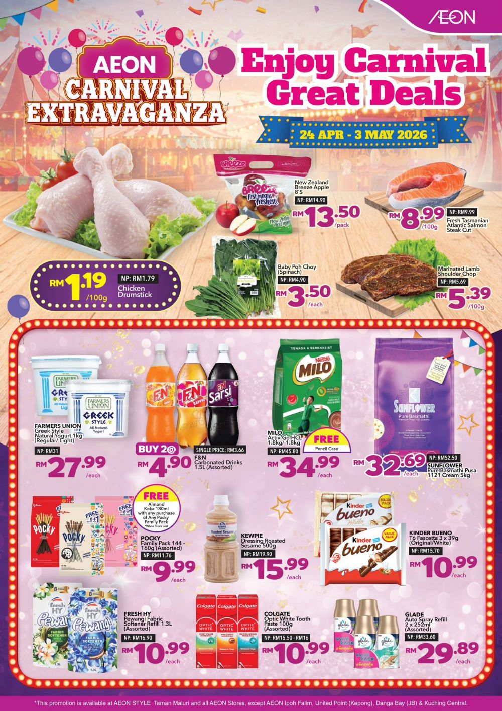 AEON Promotion: Carnival Extravaganza - Massive Grocery Discounts & Free Gifts | 24 Apr - 3 May 2026 AEON Promotion: Carnival Extravaganza - Massive Grocery Discounts & Free Gifts | 24 Apr - 3 May 2026