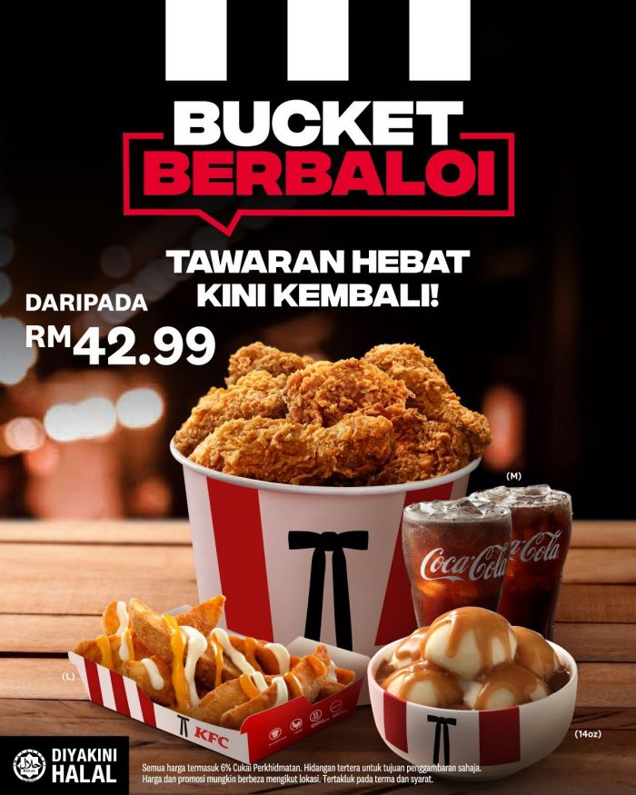 KFC Bucket Berbaloi: Tawaran Hebat Kini Kembali - From RM42.99 | April 2026 KFC Bucket Berbaloi: Tawaran Hebat Kini Kembali - From RM42.99 | April 2026