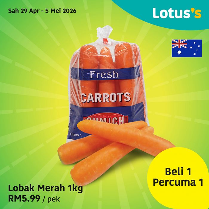 最新 Lotus's 促销 (2026年4月29日-5月5日):买一送一生鲜特卖 | 附完整价格表
