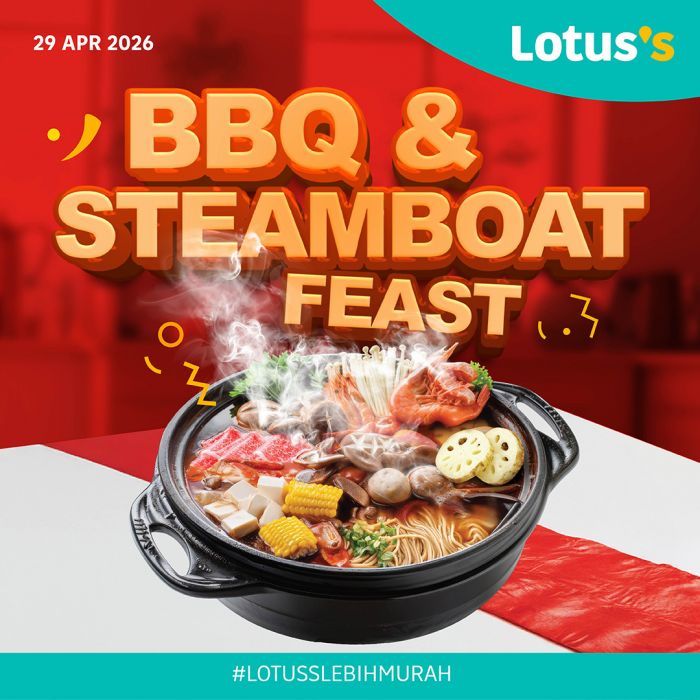 Lotus's Promotion: BBQ & Steamboat Feast - Steamboat Essentials from RM0.99 | 29 April - 3 May 2026 Lotus's Promotion: BBQ & Steamboat Feast - Steamboat Essentials from RM0.99 | 29 April - 3 May 2026