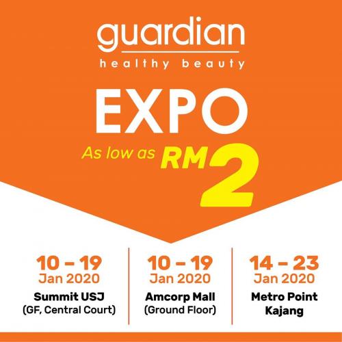 Guardian Expo As Low As RM2 at Summit USJ, Amcorp Mall & Metro Point Kajang (10 Jan 2020 - 23 Jan 2020)
