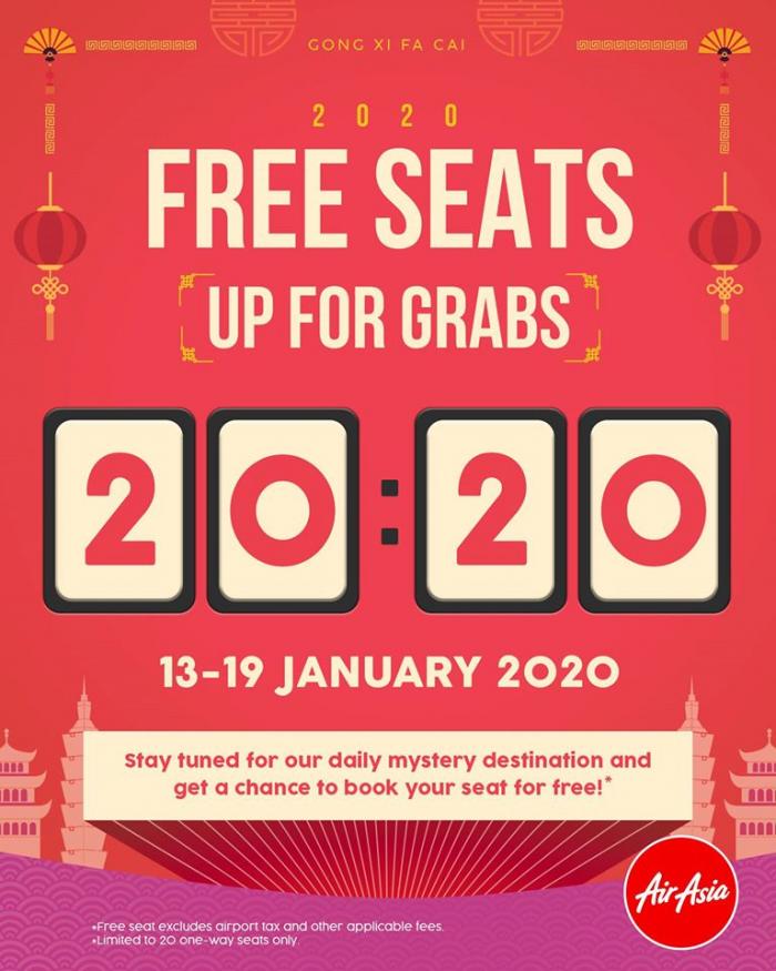 AirAsia FREE Seats Promotion (13 Jan 2020 - 19 Jan 2020)