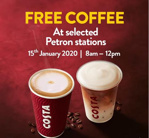 Costa Coffee FREE Coffee at Selected Petron Stations (15 December 2020) Costa Coffee FREE Coffee at Selected Petron Stations (15 December 2020)