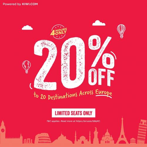 AirAsia Eupore Flight 20% OFF Promotion (20 Jan 2020)