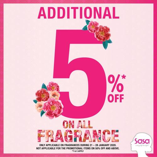 Sasa CNY Fragrance Sale Additional 5% OFF (1 Jan 0001 - 28 Jan 2020)