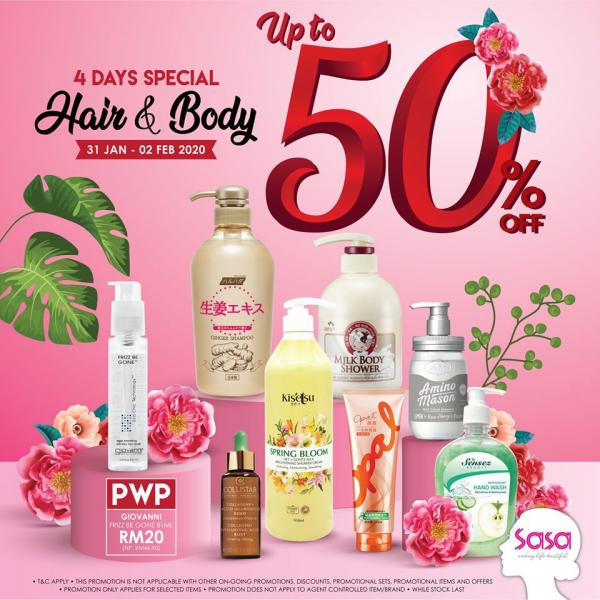 Sasa Hair Care & Body Care Products Sale Up To 50% OFF (31 Jan 2020 - 2 Feb 2020)