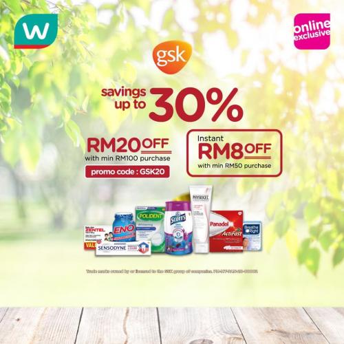 Watsons Online GSK Healthcare Products Promotion Up To 30% OFF (valid until 26 Feb 2020)