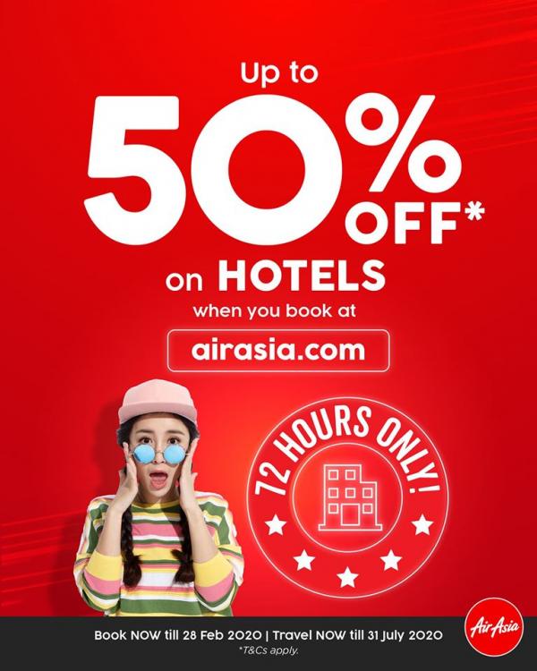 AirAsia 72-Hour Hotel Flash Sale Up To 50% OFF (26 Feb 2020 - 28 Feb 2020)