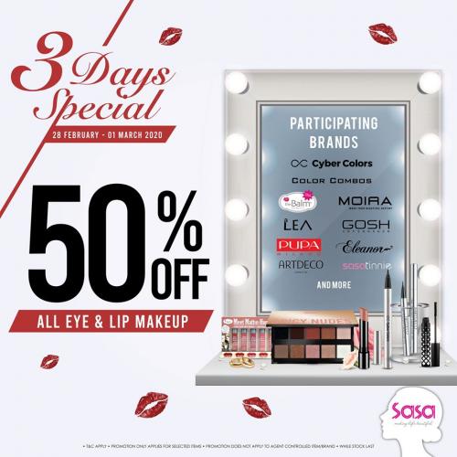 Sasa All Eye & Lip Makeup Promotion 50% OFF (28 Feb 2020 - 1 Mar 2020)