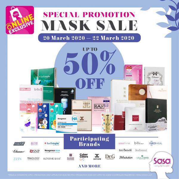 Sasa Online Mask Sale Up To 50% OFF (20 Mar 2020 - 22 Mar 2020)