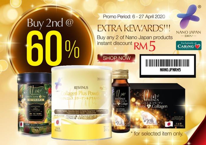 CARiNG PHARMACY Nano Japan RM5 OFF Promotion (6 Apr 2020 - 27 Apr 2020)