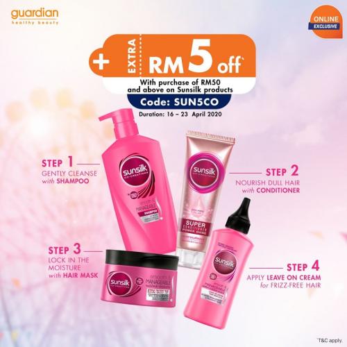 Guardian Online Sunsilk RM5 OFF Promotion (16 Apr 2020 - 23 Apr 2020) Guardian Online Sunsilk RM5 OFF Promotion (16 Apr 2020 - 23 Apr 2020)