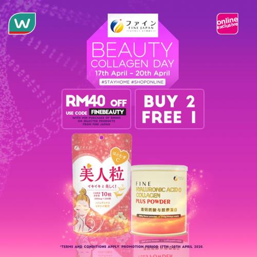 Watsons Online Fine Japan Beauty Collagen Day Sale RM40 OFF (17 Apr 2020 - 20 Apr 2020)