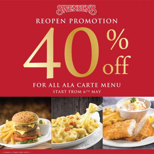 Swensen's Reopen Promotion 40% OFF (6 May 2020 onwards) Swensen's Reopen Promotion 40% OFF (6 May 2020 onwards)