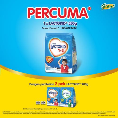 Giant Lactokid Promotion FREE Lactokid 550g (7 May 2020 - 20 May 2020)