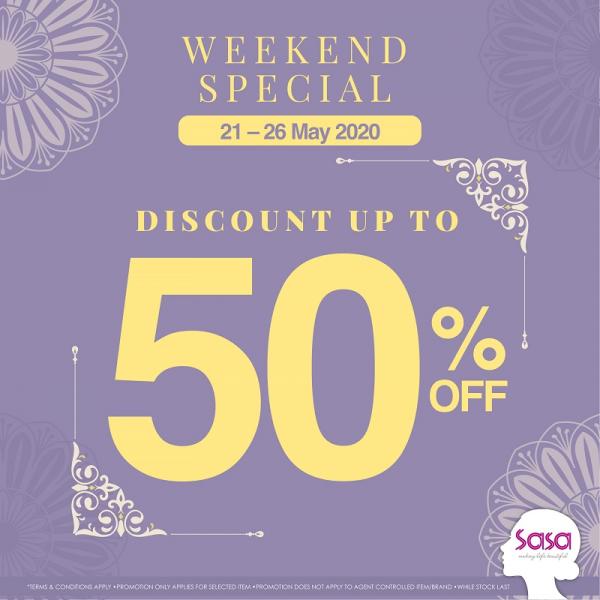 Sasa Weekend Sale Discount Up To 50% (21 May 2020 - 26 May 2020)