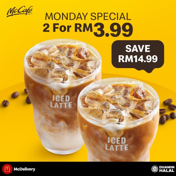 McDonald's McCafe Monday Promotion 2 Iced Lattes @ RM3.99 (every Monday)