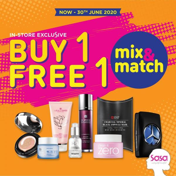 Sasa Mix & Match Buy 1 FREE 1 Promotion (valid until 30 Jun 2020)