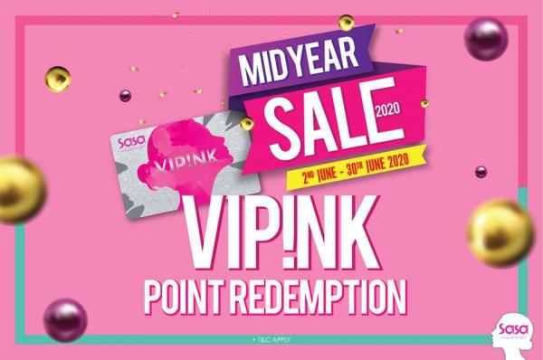 Sasa Mid Year Sale VIPink Point Redemption Promotion (2 Jun 2020 - 30 Jun 2020)