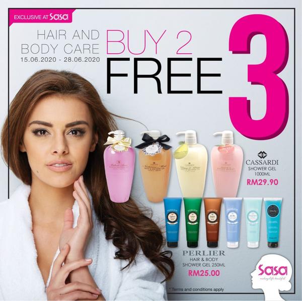 Sasa Hair and Body Care Promotion Buy 2 FREE 3 (15 Jun 2020 - 28 Jun 2020)