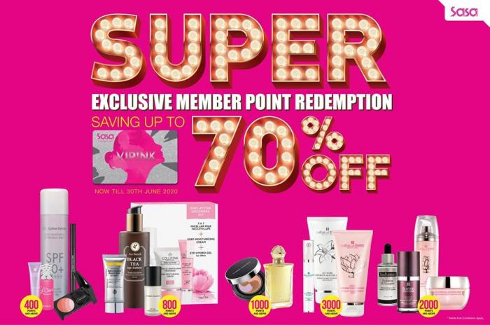Sasa Super Exclusive Member Point Redemption Promotion (valid until 30 Jun 2020)