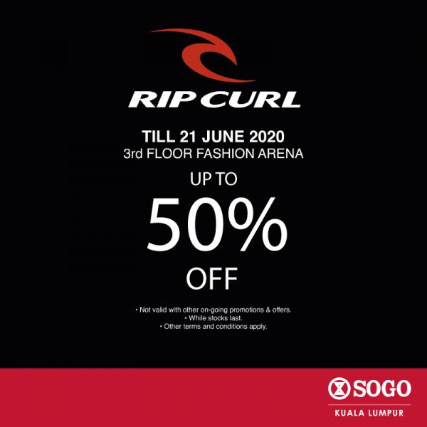Rip Curl Sale Up To 50% OFF at SOGO Kuala Lumpur (valid until 21 Jun 2020)
